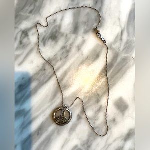 Chan Luu diamond peace sign pendant necklace